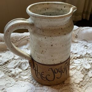 Vintage 70s Studio Pottery Pitcher “The Joy of the Lord” Rustic Handmade